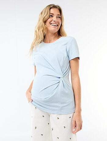 T-shirt de maternidade com gola redonda drapeada