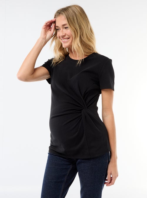 T-shirt de maternidade com gola redonda drapeada - Kiabi