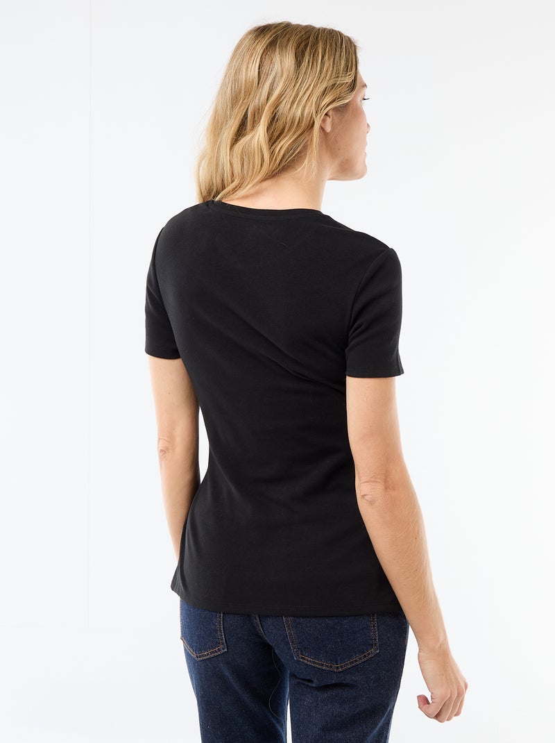 T-shirt de maternidade com gola redonda drapeada Preto - Kiabi