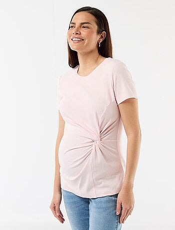 T-shirt de maternidade com gola redonda drapeada