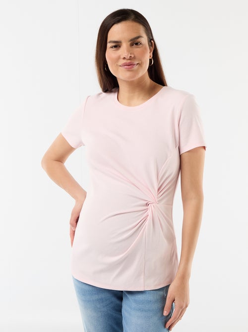 T-shirt de maternidade com gola redonda drapeada - Kiabi T-shirt de maternidade com gola redonda drapeada - Kiabi