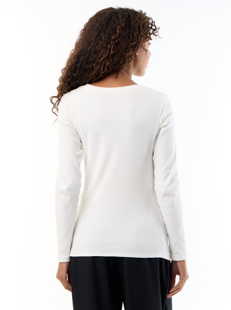 T-shirt de maternidade em malha canelada Branco - Kiabi