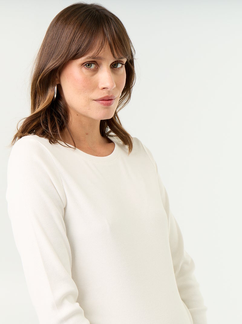T-shirt de maternidade em malha canelada Branco - Kiabi