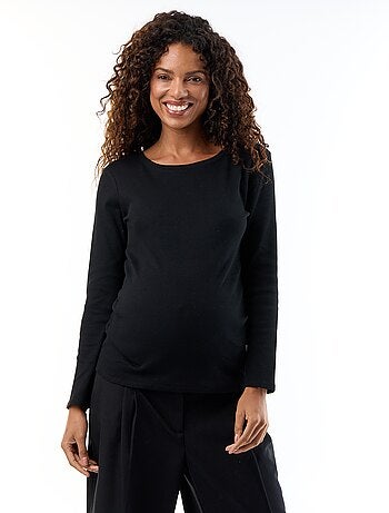 T-shirt de maternidade em malha canelada