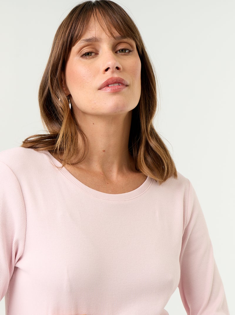 T-shirt de maternidade em malha canelada Rosa - Kiabi