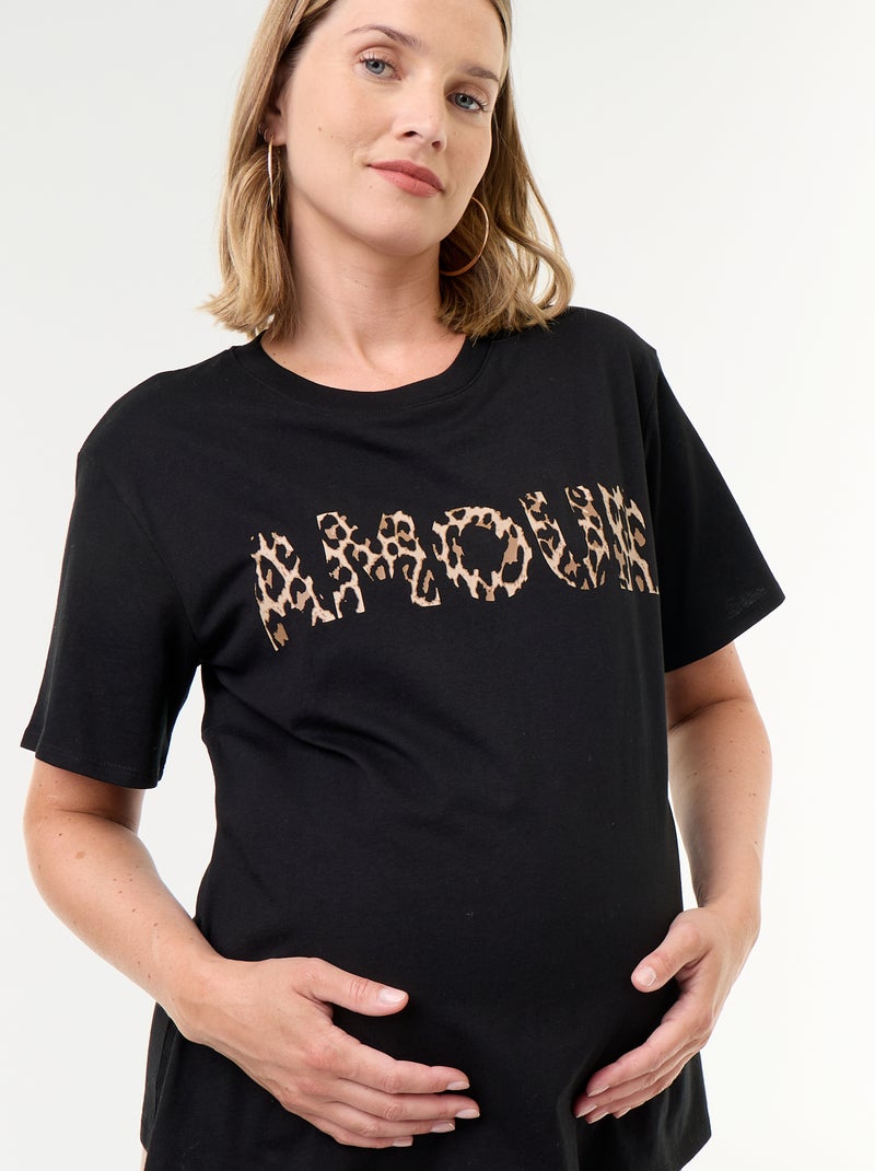 T-shirt de maternidade estampada Preto - Kiabi