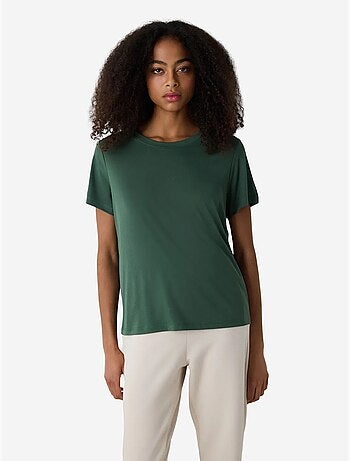 T-shirt de modal regular fit com gola redonda penti
