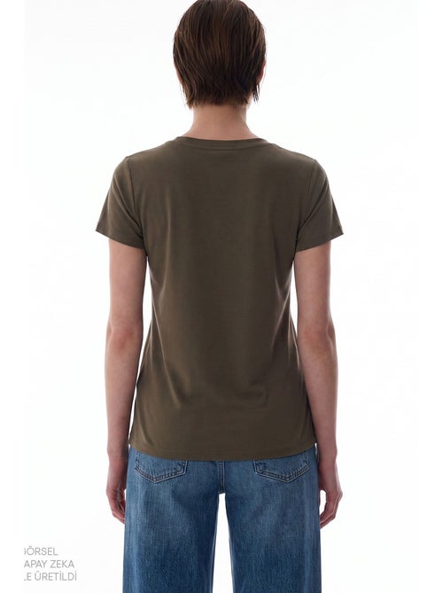 T-shirt de mulher em modal com decote em v penti - Kiabi