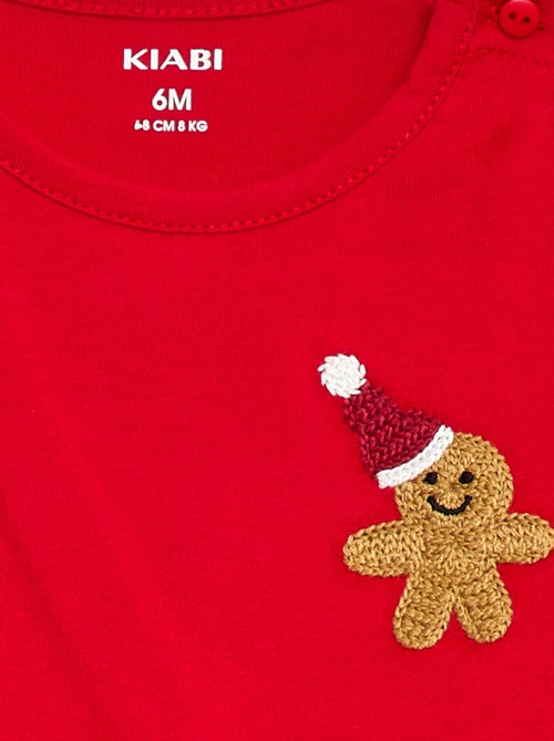 T-shirt de Natal com bordado no peito - Kiabi