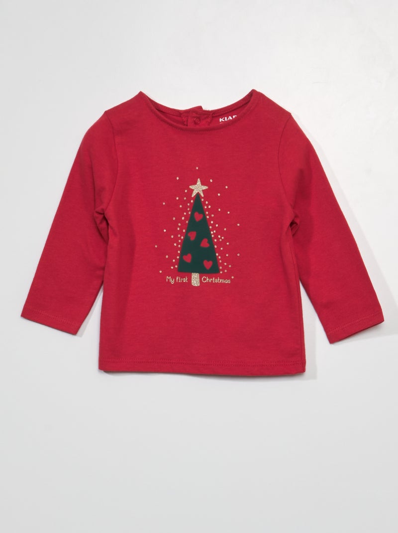 T-shirt de Natal com pinheiro VERMELHO - Kiabi