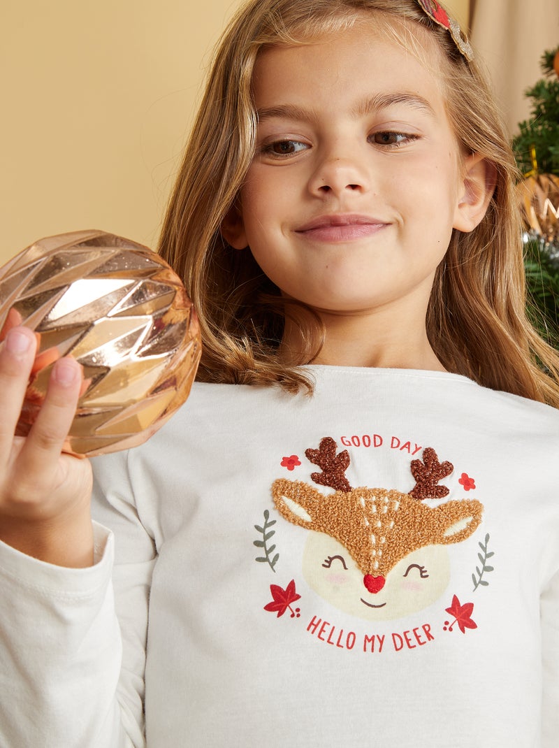 T-shirt de Natal com pompons BEGE - Kiabi