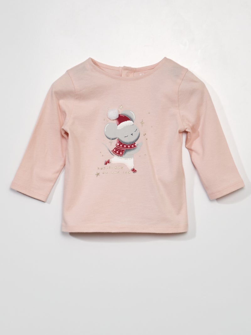 T-shirt de Natal com rato ROSA - Kiabi