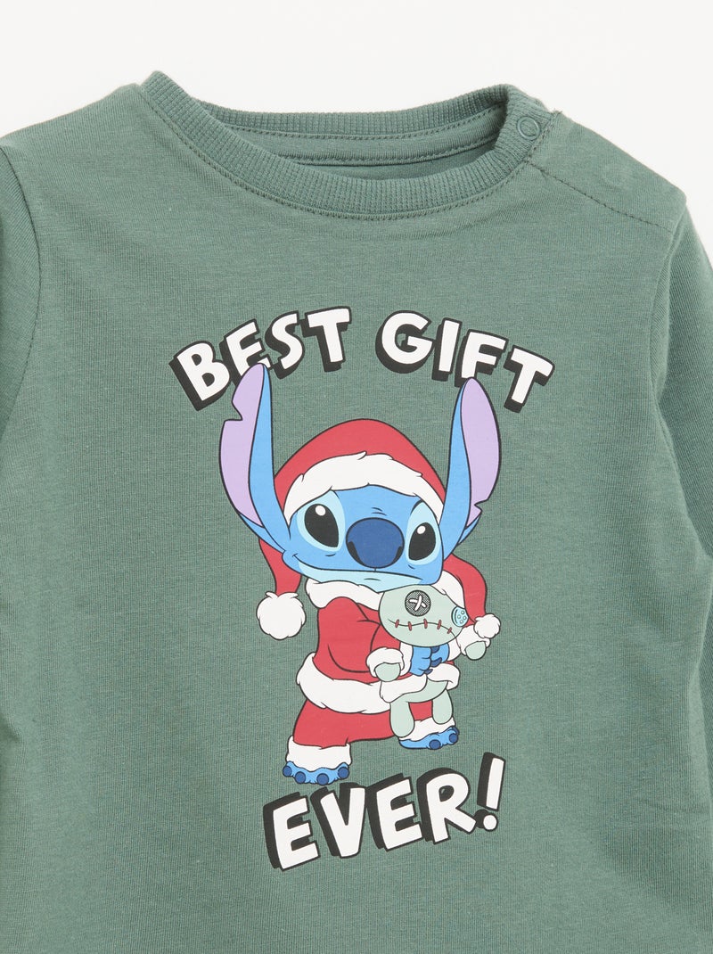 T-shirt de Natal de mangas compridas 'Disney' 'Stitch' Verde - Kiabi