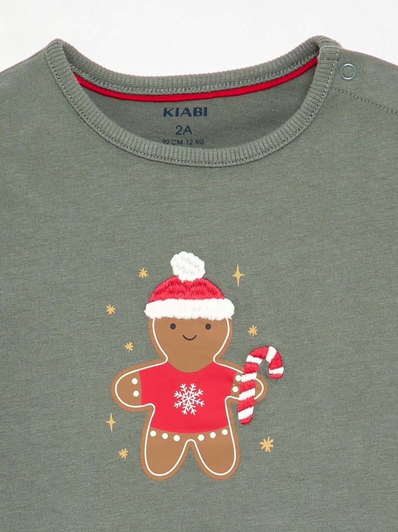 T-shirt de Natal de mangas compridas Verde - Kiabi