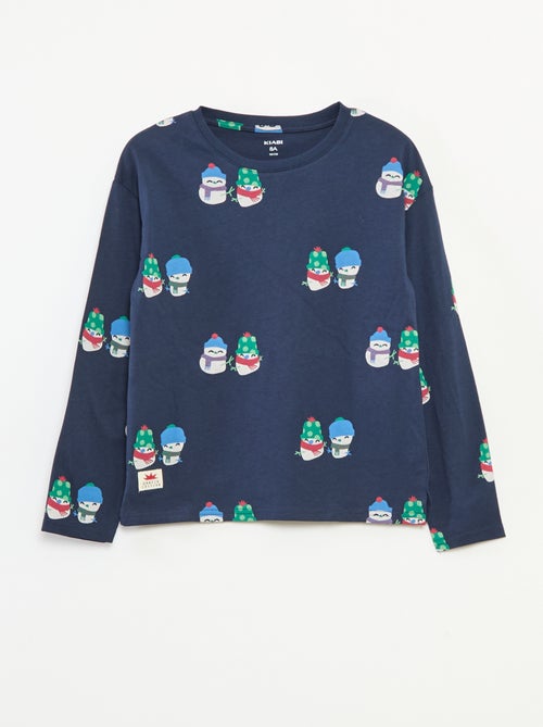 T-shirt de Natal folgado em jersey de algodão - Kiabi