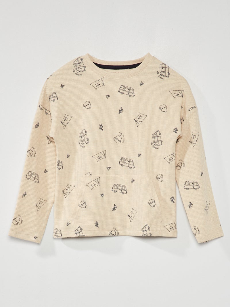 T-shirt de ninho de abelha com estampado BEGE - Kiabi