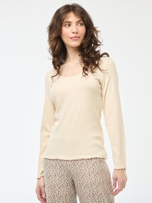 T-shirt de pijama canelado - Kiabi