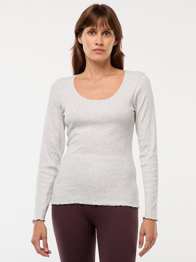 T-shirt de pijama canelado Cinza - Kiabi