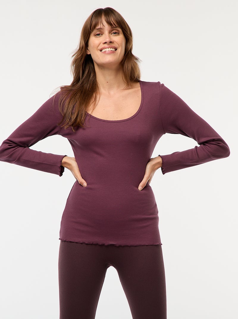 T-shirt de pijama canelado Violeta - Kiabi