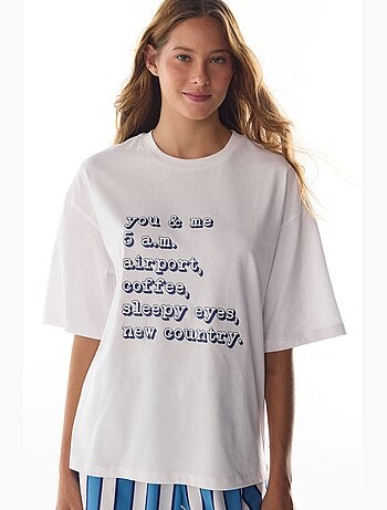 T-shirt de pijama com estampado vacation slogan e manga curta penti
