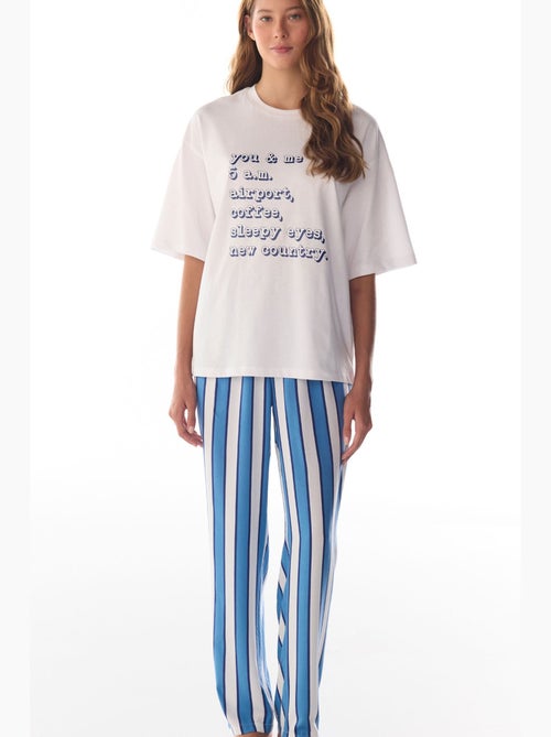 T-shirt de pijama com estampado vacation slogan e manga curta penti - Kiabi
