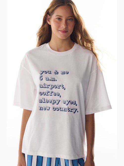 T-shirt de pijama com estampado vacation slogan e manga curta penti - Kiabi