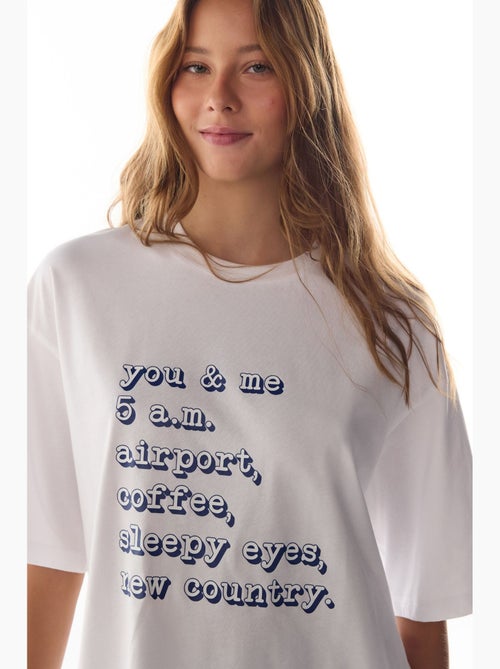 T-shirt de pijama com estampado vacation slogan e manga curta penti - Kiabi
