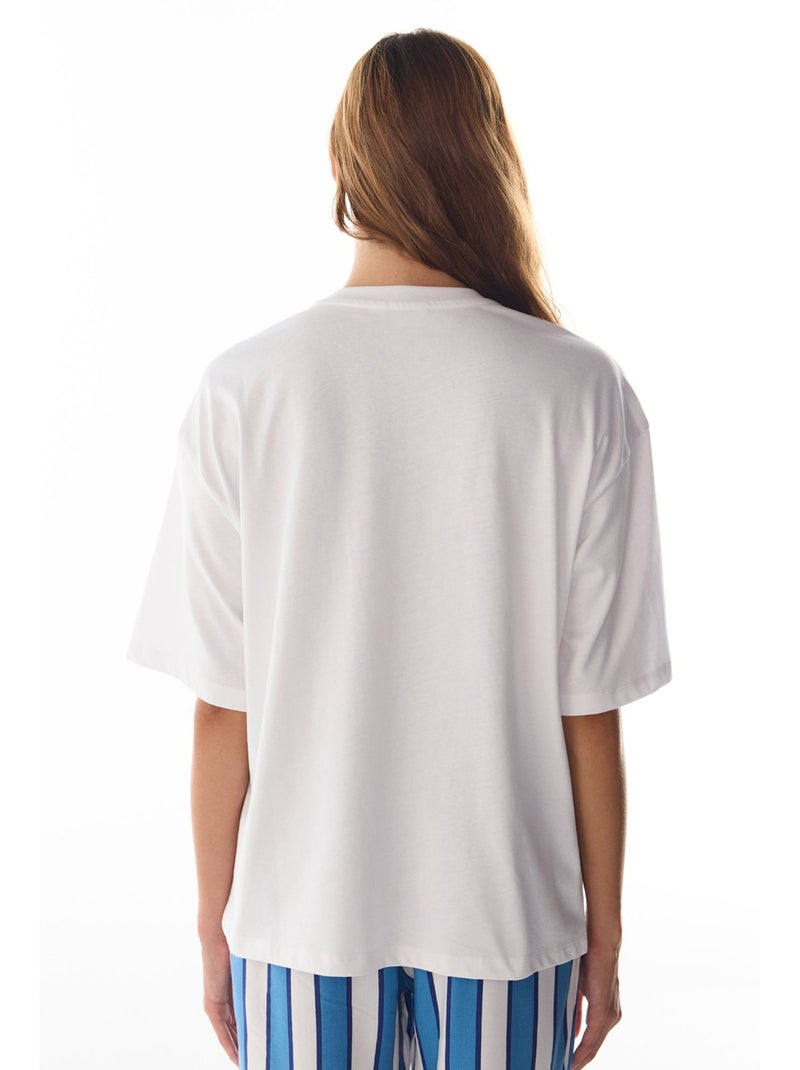 T-shirt de pijama com estampado vacation slogan e manga curta penti Branco - Kiabi