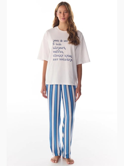T-shirt de pijama com estampado vacation slogan e manga curta penti - Kiabi
