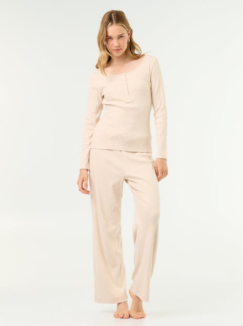 T-shirt de pijama em malha canelada - Kiabi