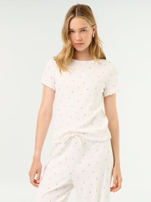 T-shirt de pijama em malha canelada - Kiabi T-shirt de pijama em malha canelada - Kiabi