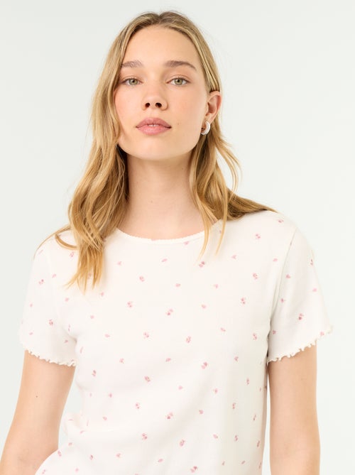 T-shirt de pijama em malha canelada - Kiabi T-shirt de pijama em malha canelada - Kiabi