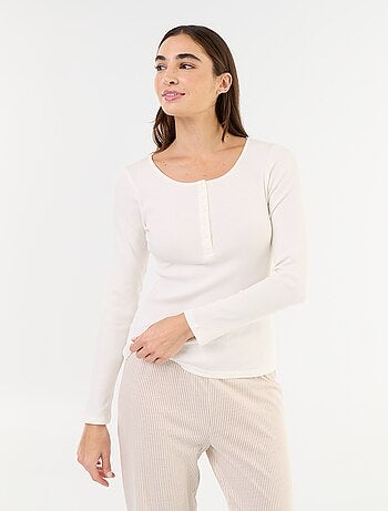 T-shirt de pijama em malha canelada