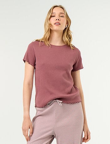 T-shirt de pijama em malha canelada