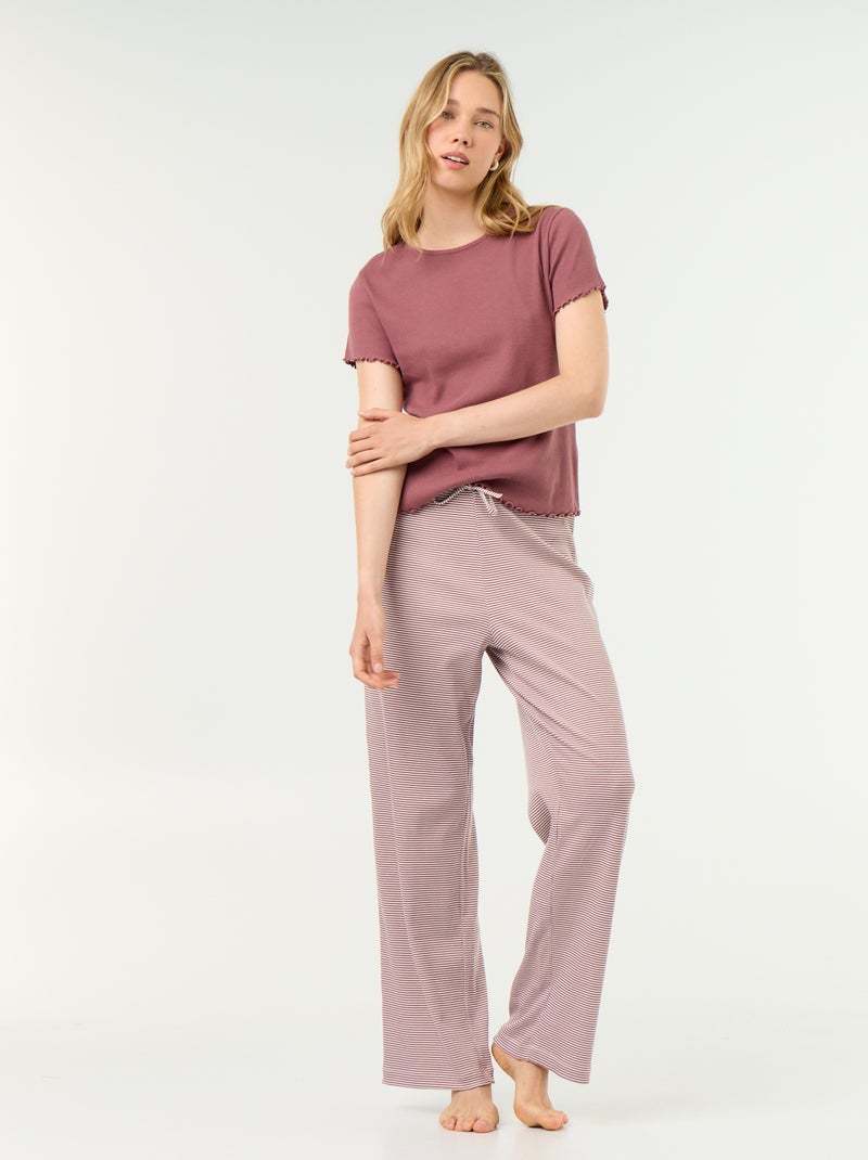T-shirt de pijama em malha canelada Rosa - Kiabi