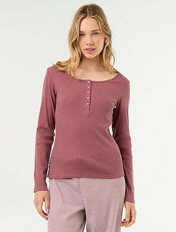 T-shirt de pijama em malha canelada