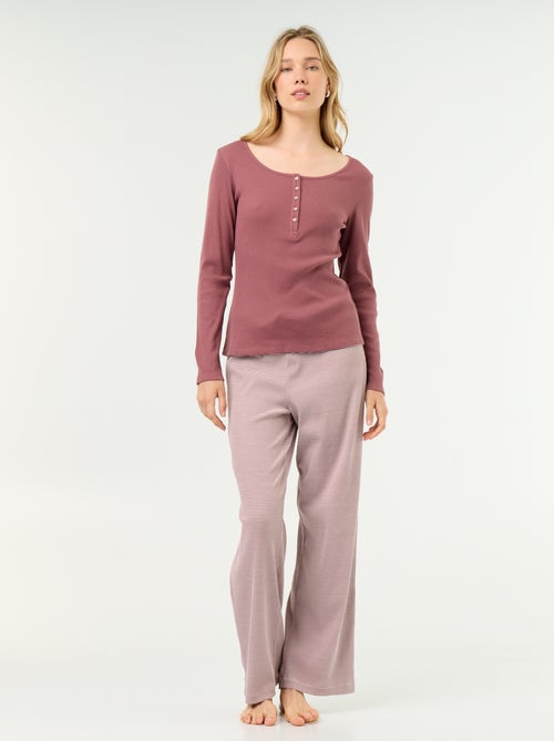 T-shirt de pijama em malha canelada - Kiabi