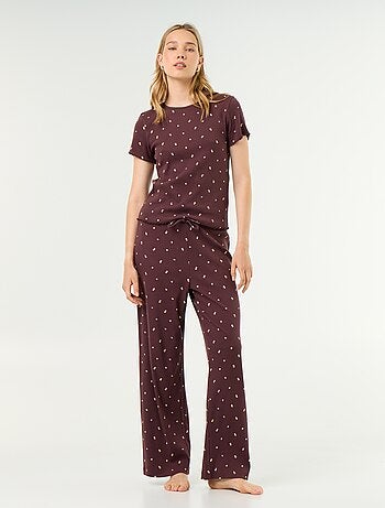 T-shirt de pijama em malha canelada