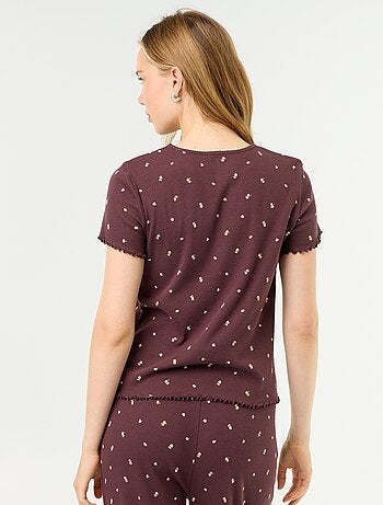T-shirt de pijama em malha canelada