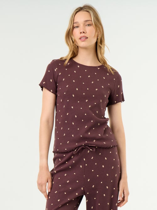 T-shirt de pijama em malha canelada - Kiabi T-shirt de pijama em malha canelada - Kiabi