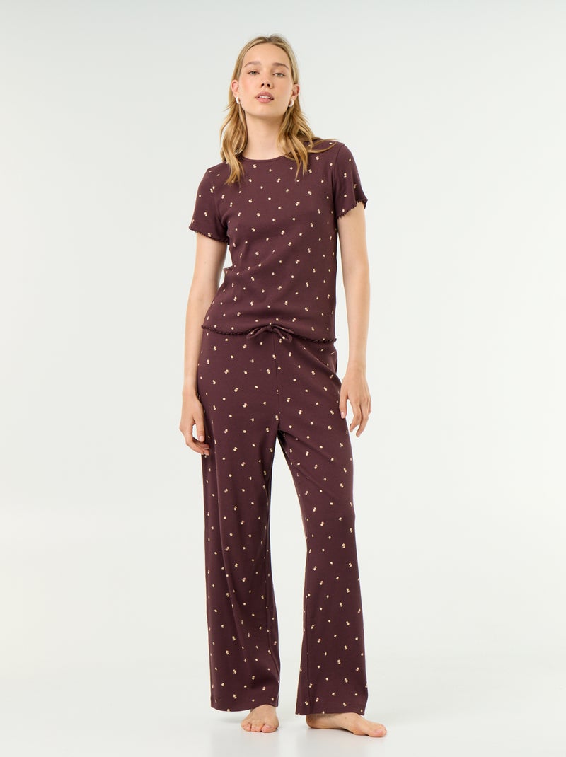 T-shirt de pijama em malha canelada Vermelho - Kiabi