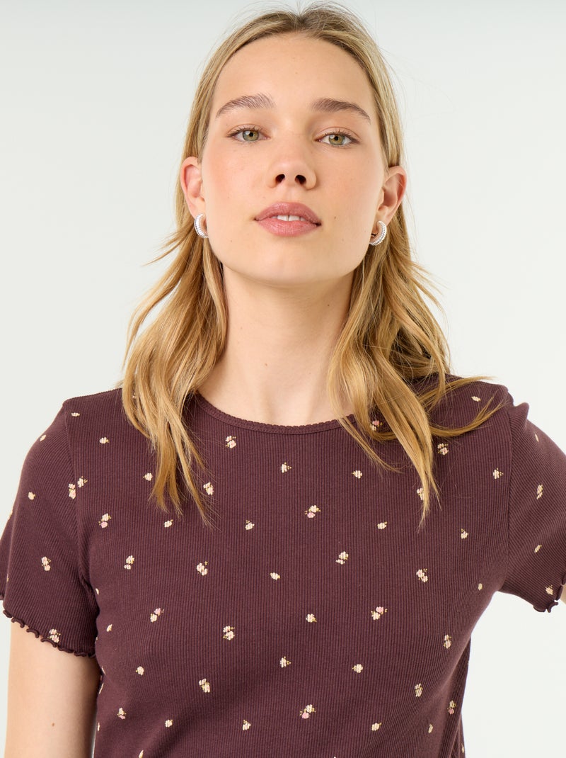 T-shirt de pijama em malha canelada Vermelho - Kiabi