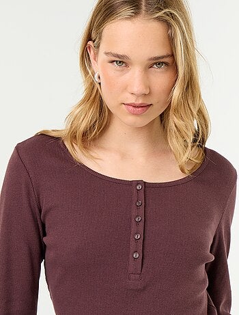 T-shirt de pijama em malha canelada