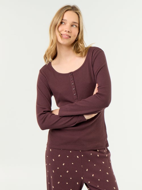 T-shirt de pijama em malha canelada - Kiabi