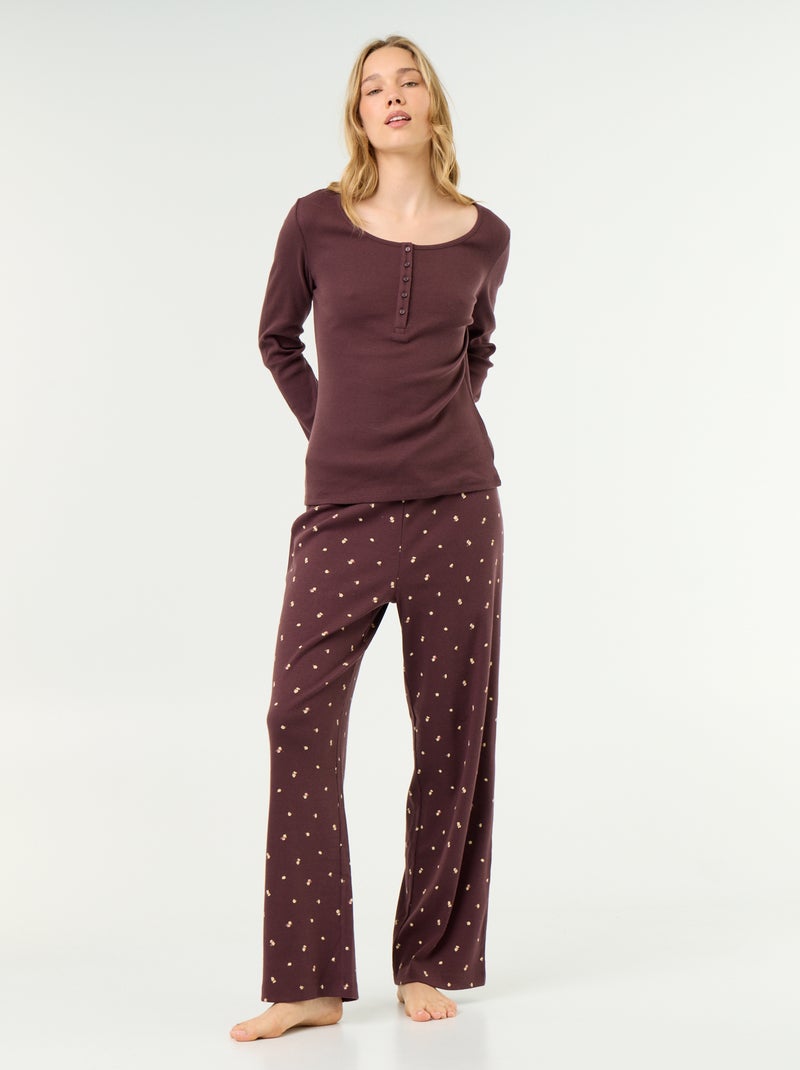 T-shirt de pijama em malha canelada Violeta - Kiabi