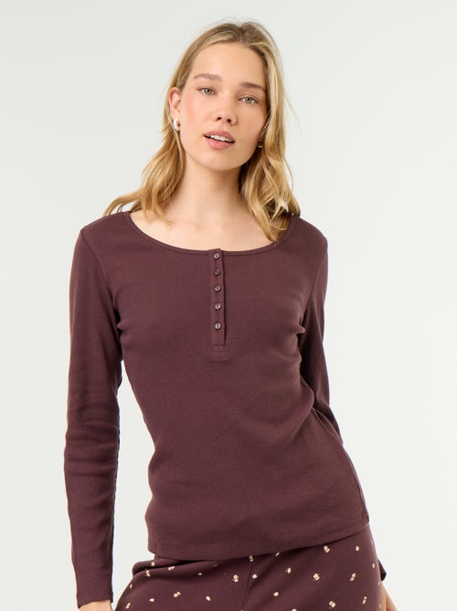 T-shirt de pijama em malha canelada - Kiabi