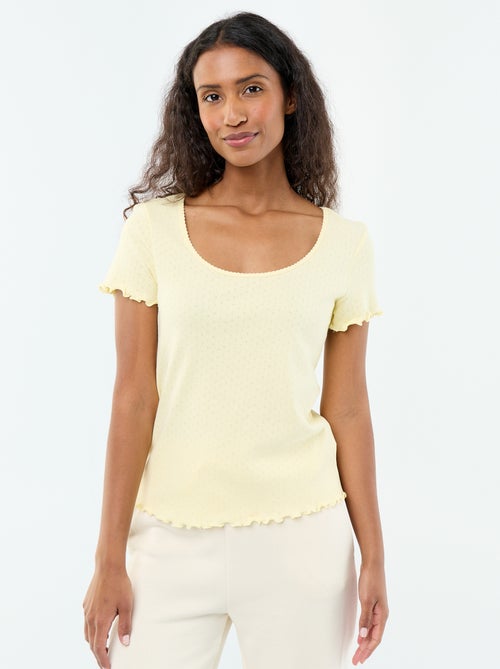 T-shirt de pijama em malha pointelle - Kiabi