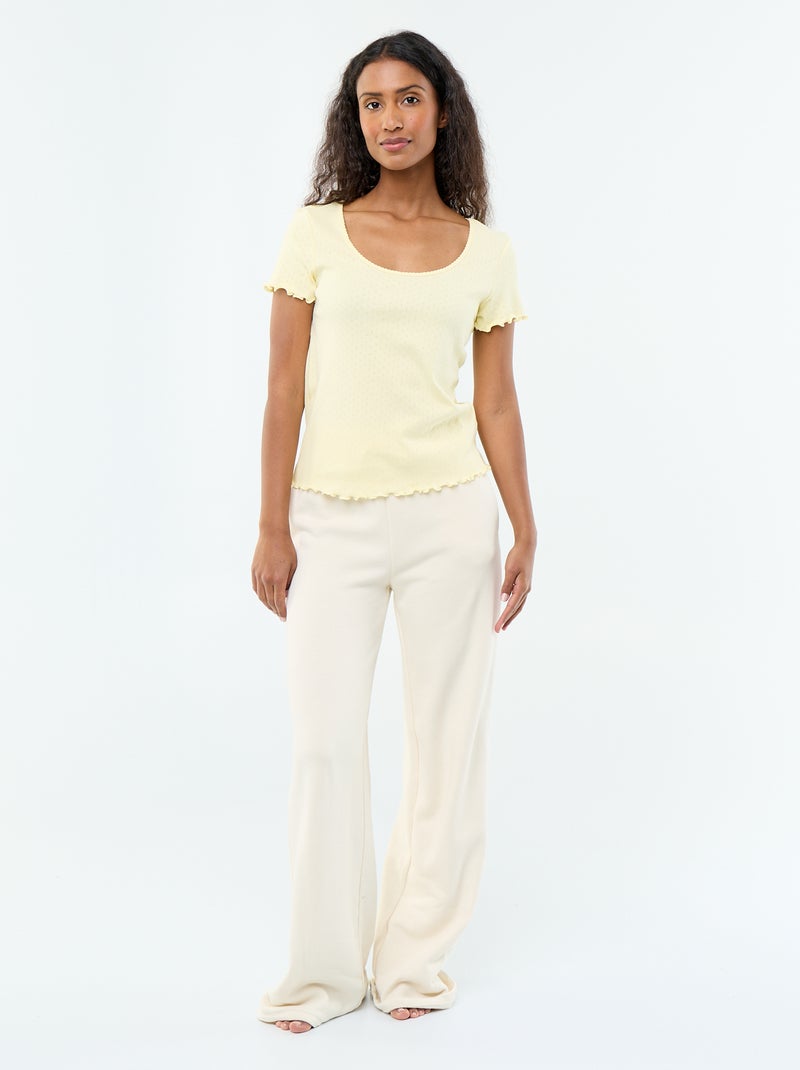 T-shirt de pijama em malha pointelle Amarelo - Kiabi