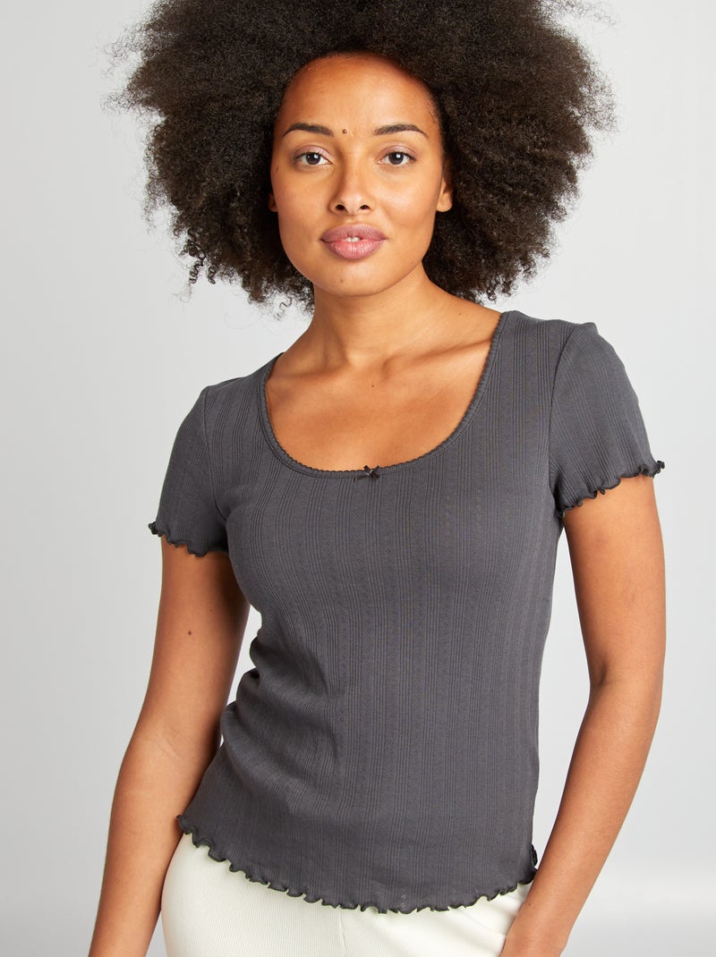 T-shirt de pijama em malha pointelle AZUL - Kiabi