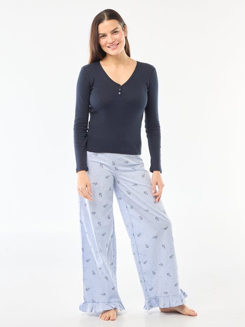 T-shirt de pijama em malha pointelle - Kiabi